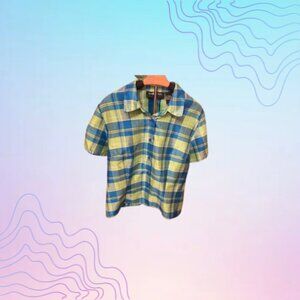 SAG HARBOR Women’s Size XL Plaid Short Sleeve Button-Up Blouse